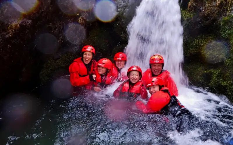 Family group ghyll scrambling