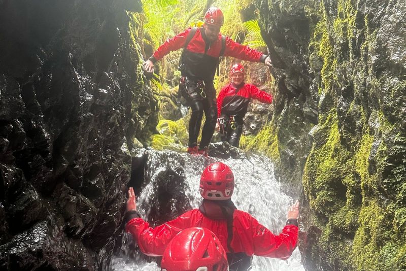 Group navigating down a ghyll