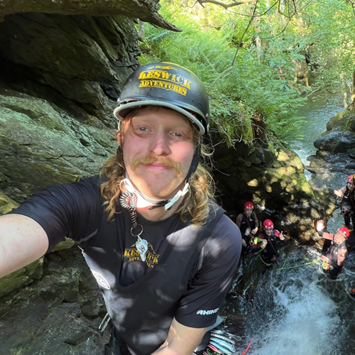 Pete Harvey in the ghyll