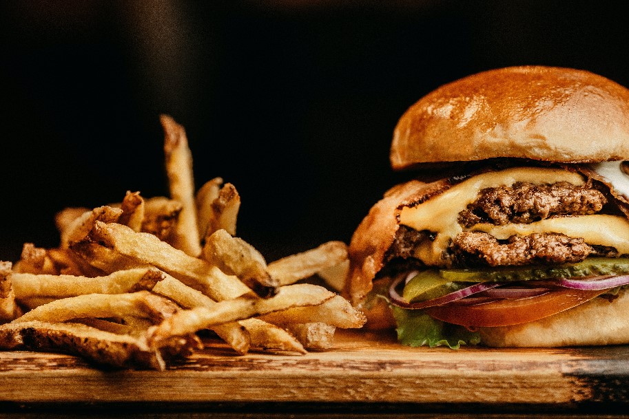 Burger and chips